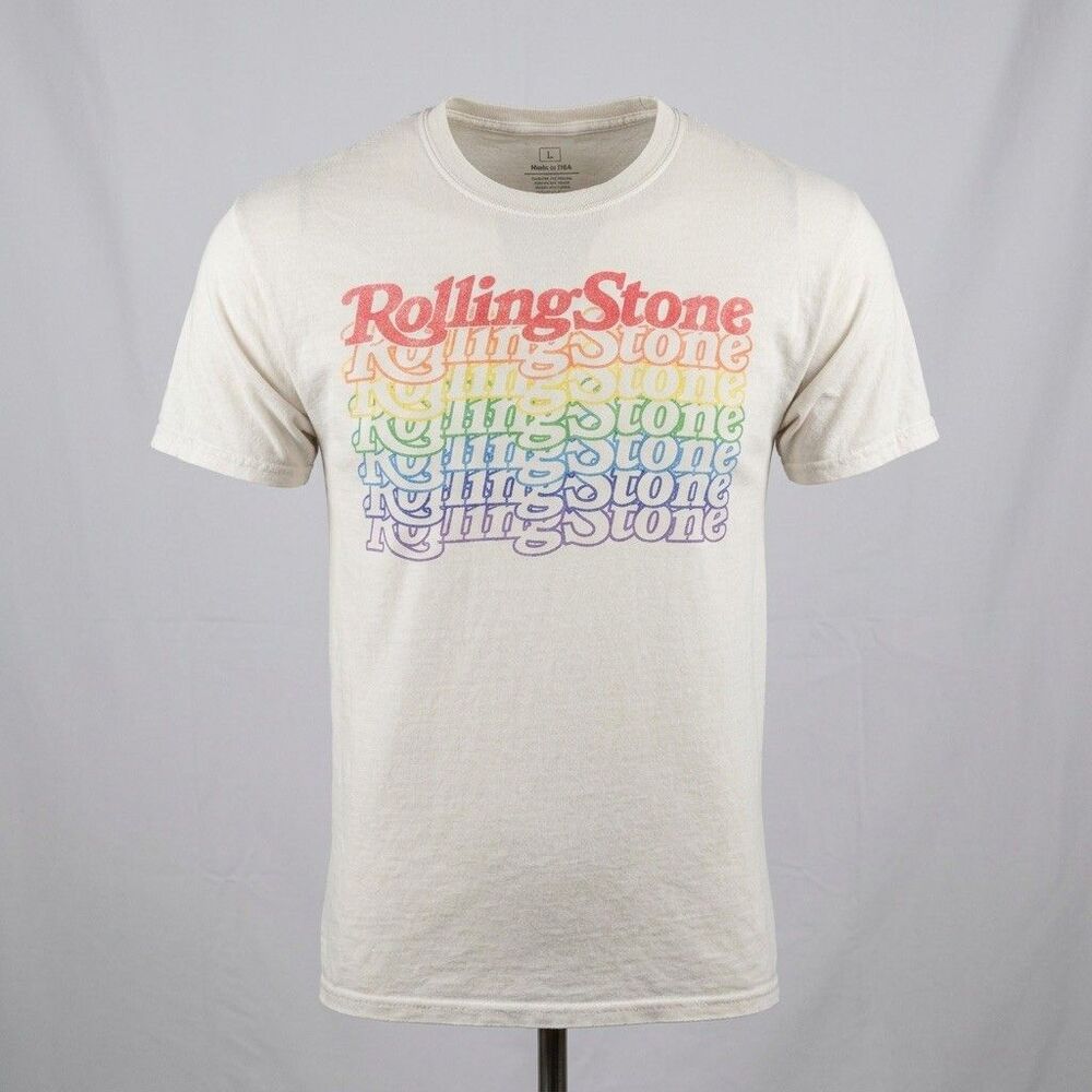 Rolling Stone Magazine Rainbow Logo Destructed T Shirt Ripple Junction Size S/M